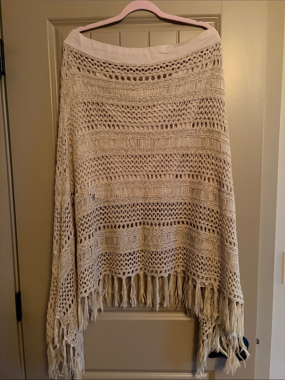 Chico’s Size 2 (size 12-14) Boho Open KnitCrochet Fringe Women's Skirt